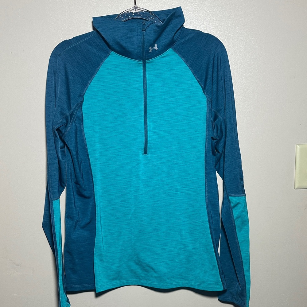 Under Armour XL Teal Turquoise Long‎ Sleeve Pullover Half Zip Top